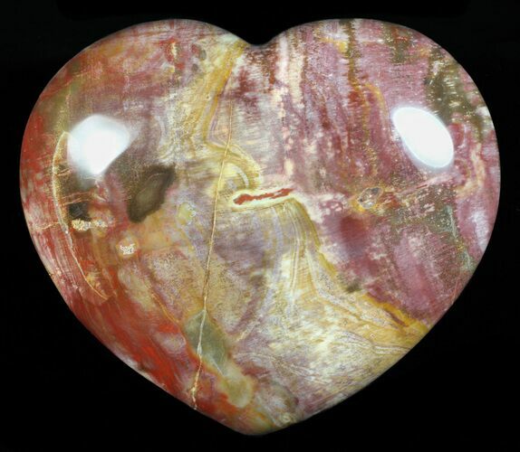 Colorful, Polished Petrified Wood Heart - Triassic #58537